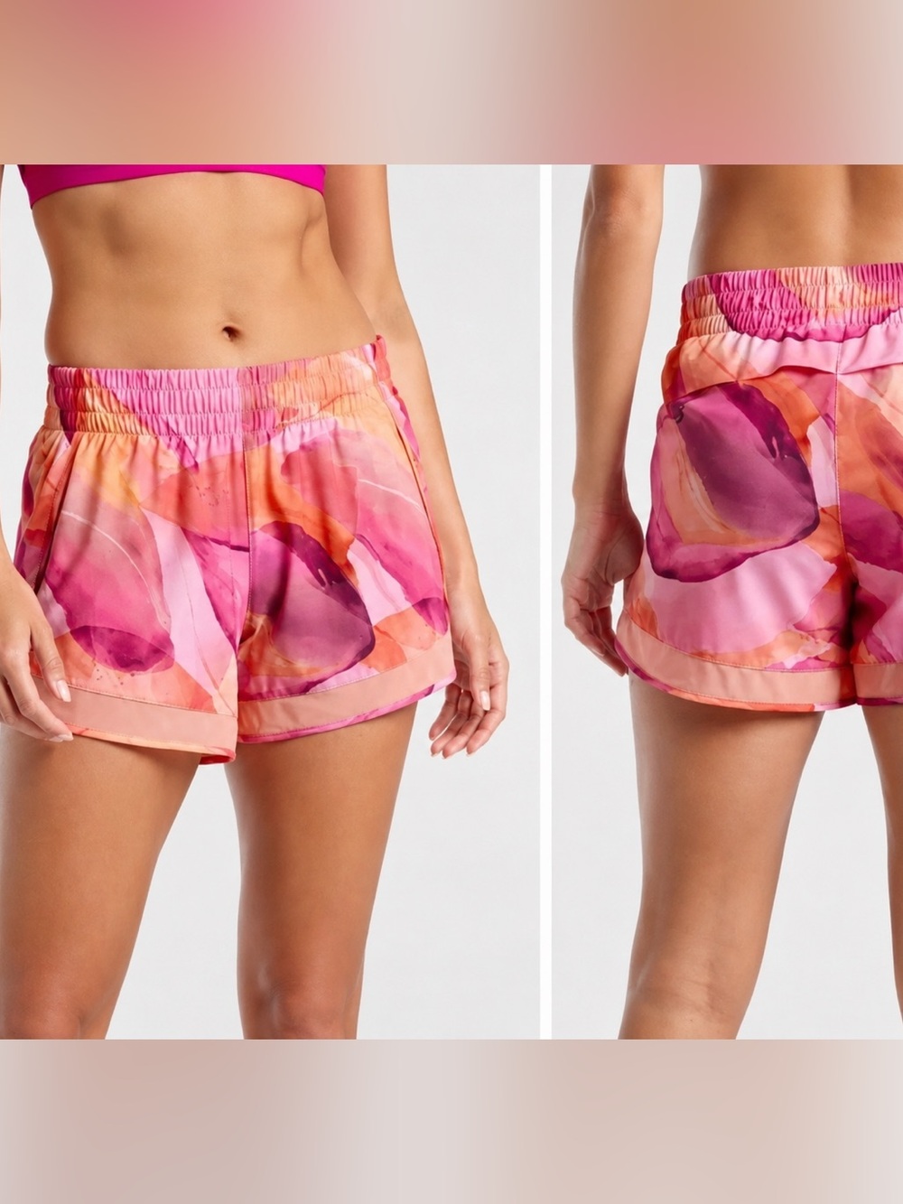 NWT Athleta Printed Mesh Racer Run Short 4” Pink